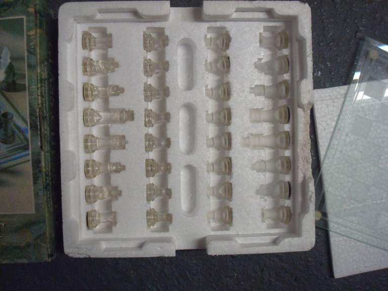 CHESS SET ALL BOXED. GLASS CHESS SET