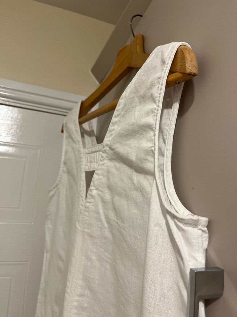 Next White Linen Blend Sleeveless Dress - Size 12, Good Condition