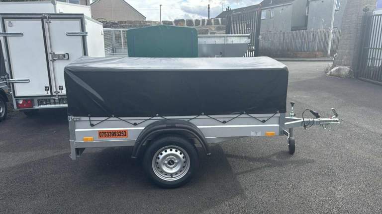 BRAND NEW 6FT X 4FT SINGLE AXLE TRAILER WITH FRAME AND COVER (50CM)
