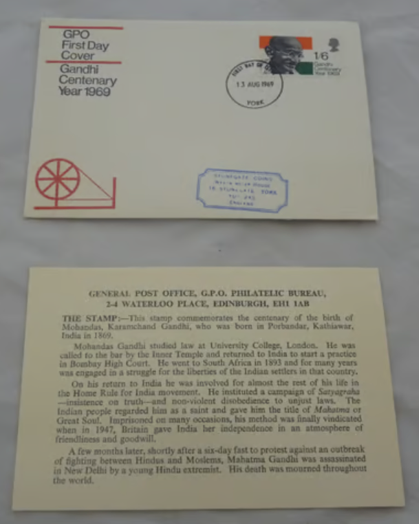 First Day Cover with Insert Gandhi Centenary Year 13 August 1969