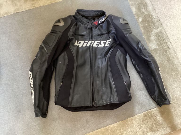 Dainese Motorcycle jacket:  Black leather.  Size 48.  