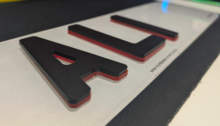 6mm Neon Red and Matte Black 4D Car Number Plates