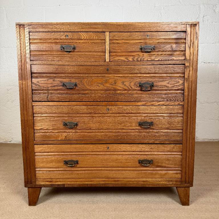 Ash Chest Of Drawers Antique Edwardian Large 5 Drawer Dresser Storage Unit