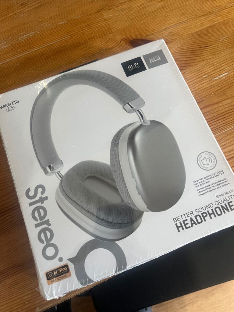 New & Sealed Stereo Wireless Hi-Fi Headphones – Grey