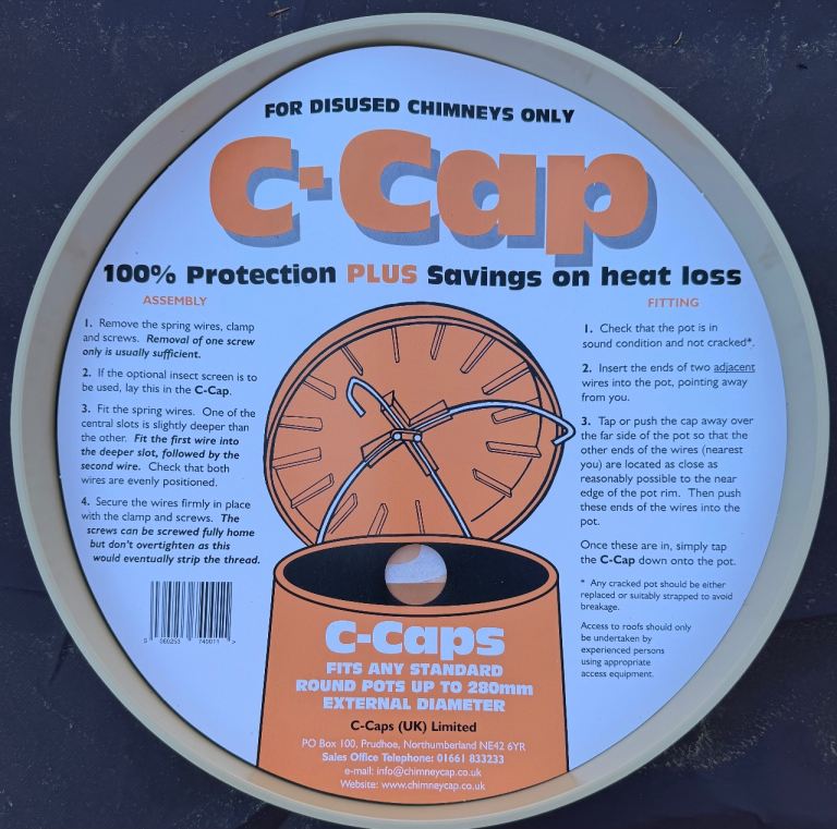 C-Cap cowl for disused chimney, buff