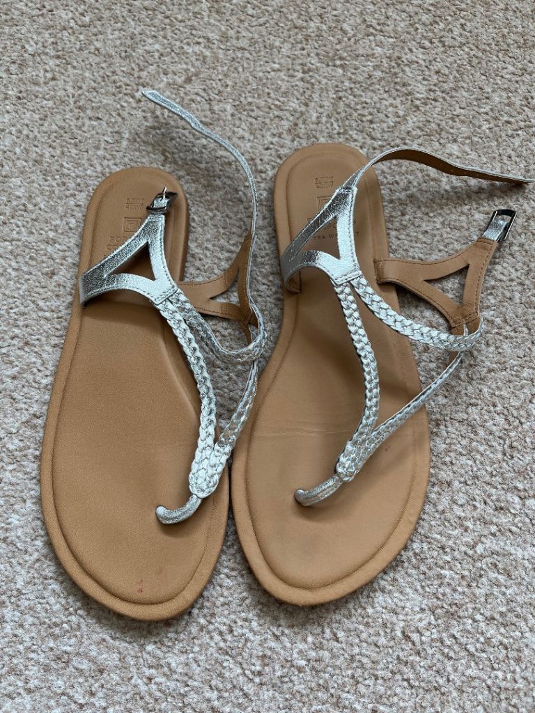 Next Extra Wide Silver Sandals 