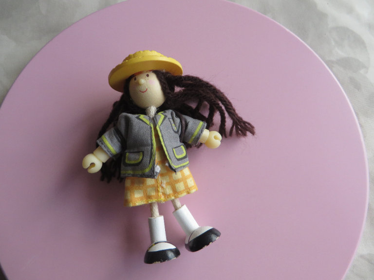 Schoolgirl Le Van toy wooden doll 6 inches tall  NEW
