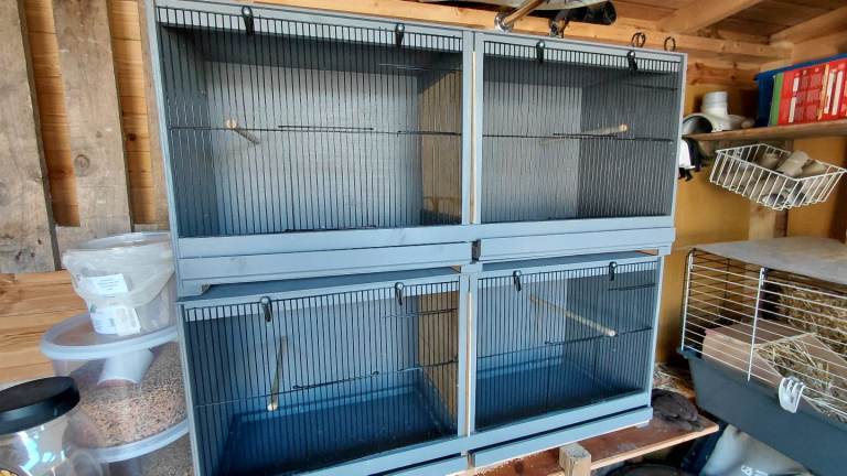 2 grey breeder cages.1 plastic coated breeder cage.sizes in pics.