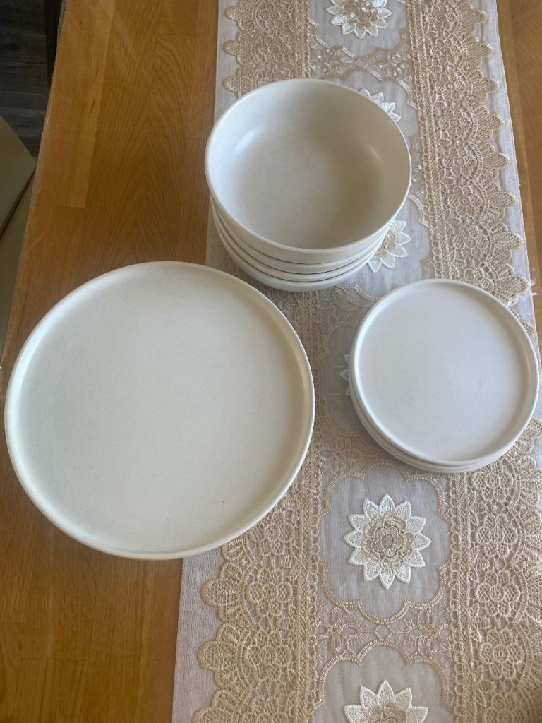 Cream Dinnerware Set - Plates, Bowls, Side Plates