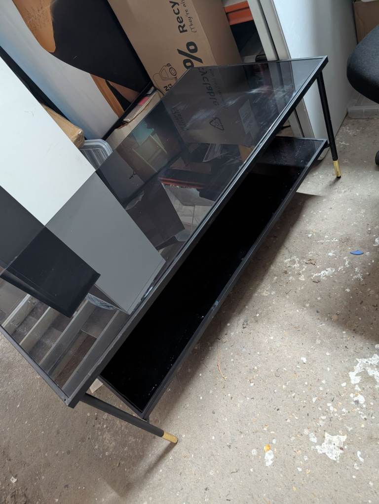 2 tier Black glass coffee table - excellent condition - can deliver free