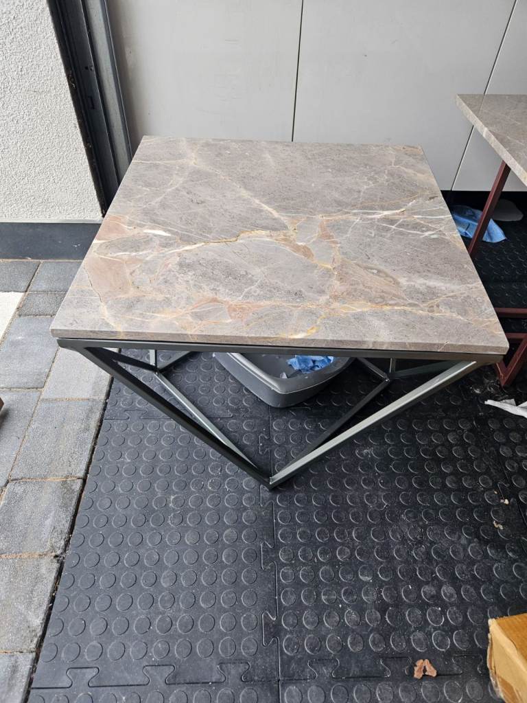 Grey/Brown Square Marble table Brand New