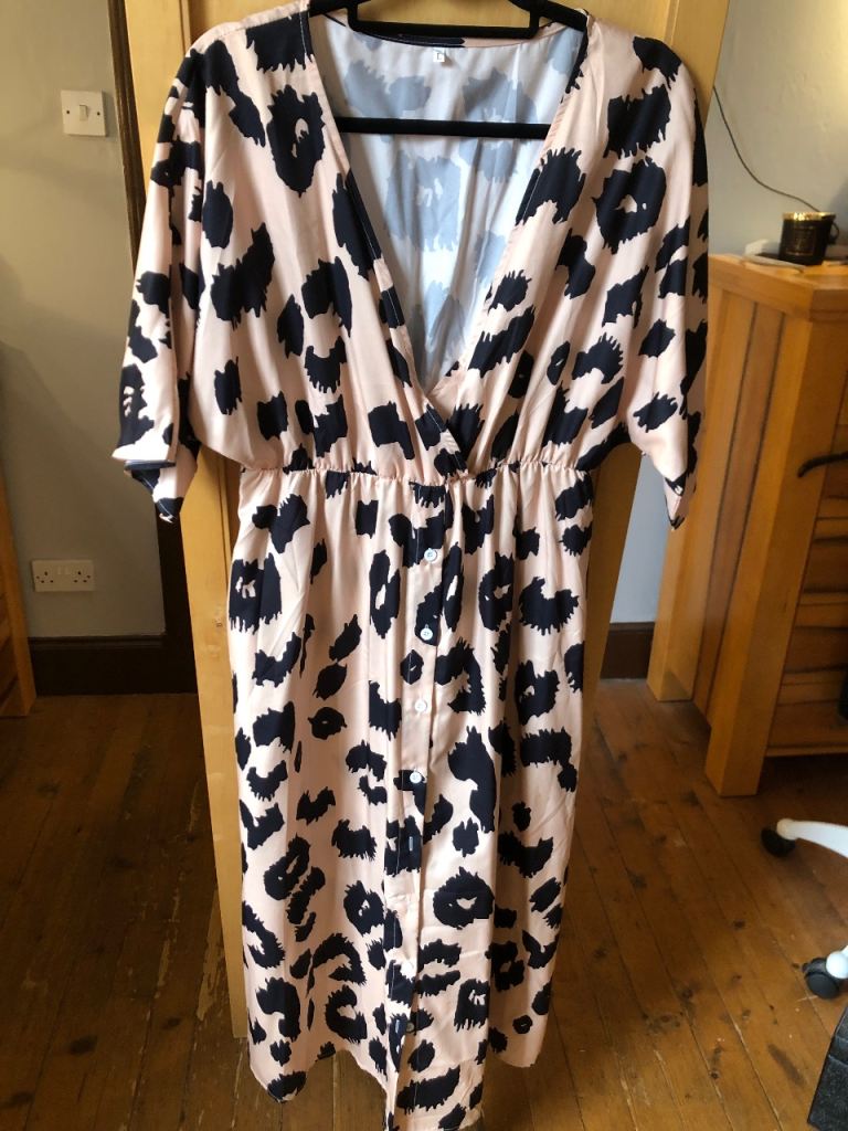 Leopard Print Midi Dress – Good Condition