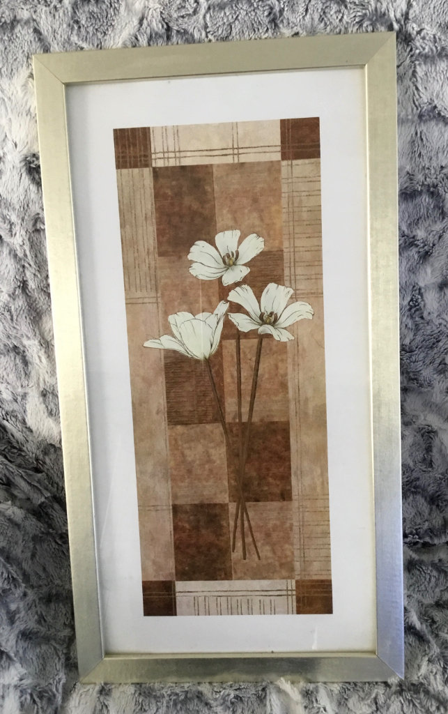 Framed Picture (3 Flower Stems) Golds/Creams/Browns
