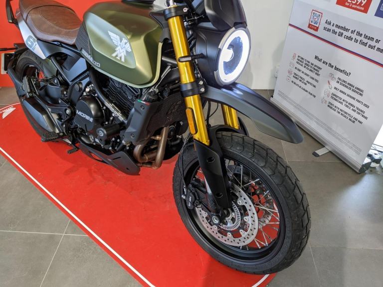 2024 MOTO MORINI SEIEMEZZO SCR 650 SCRAMBLER GREEN METALLIC LOW MILE SUPERB COND