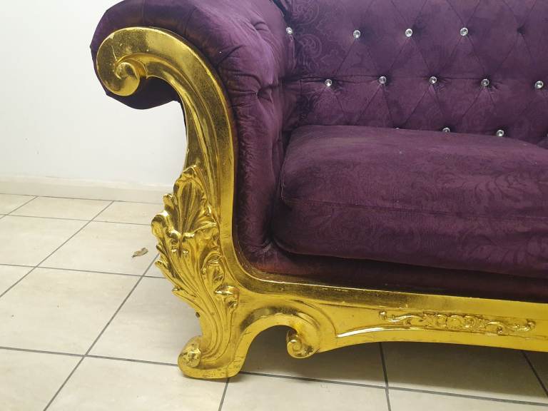 Popular deep purple luxury american diner two three seater sofa couch elegant wedding sofa