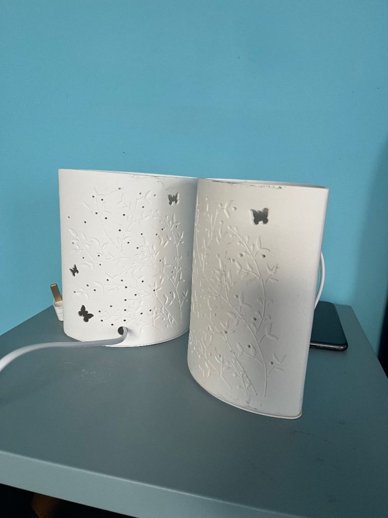 Next Butterfly bedside ceramic lamps x2