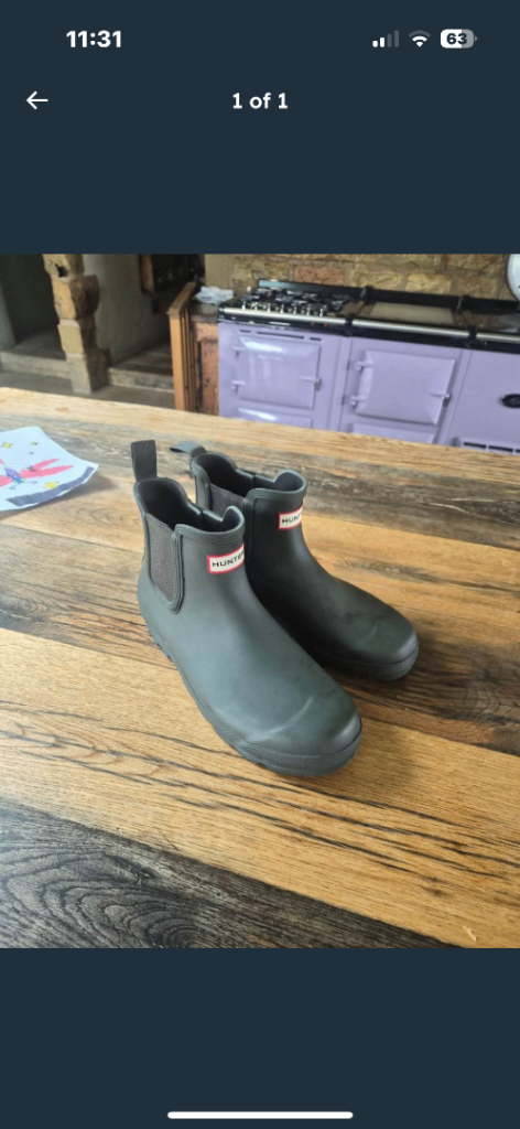 Hunter Short Wellington Boots - Grey, Good Condition