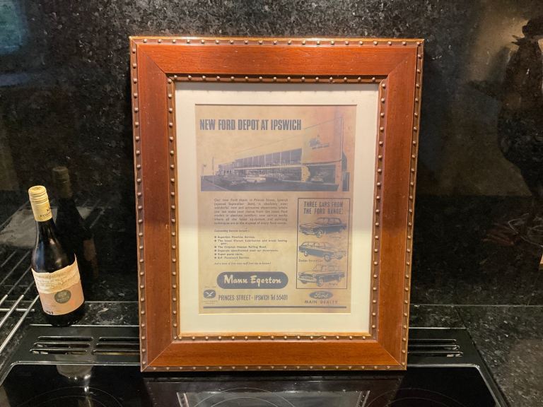 Ipswich Suffolk Man cave interest - Ford Cars Advertisement Framed and Glazed