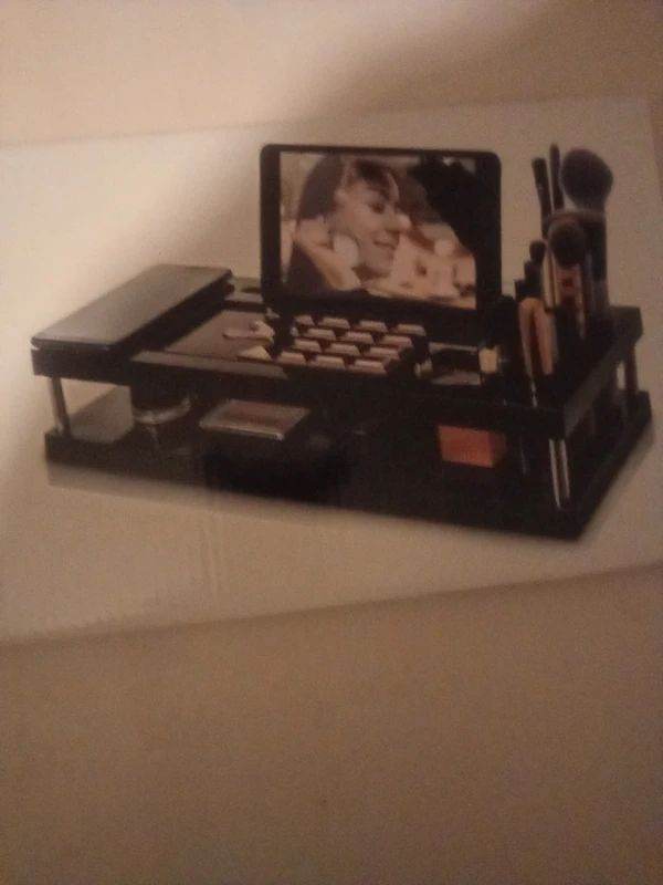 Beauty makeup storage organiser - in black acrylic. Excelent condition with box