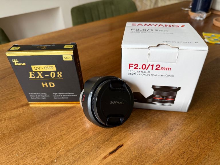 Samyang 12mm f/2 Fujifilm X Mount Ultra Wide Lens – Boxed – Mint Condition + Slim UV Filter