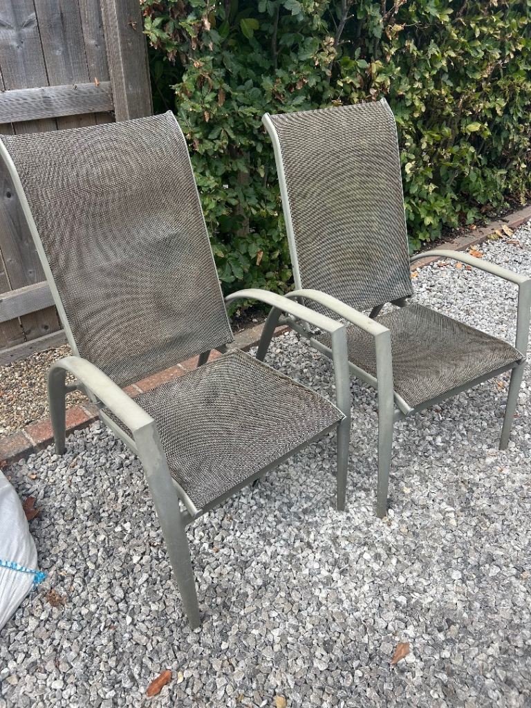 Pair reclining garden chairs