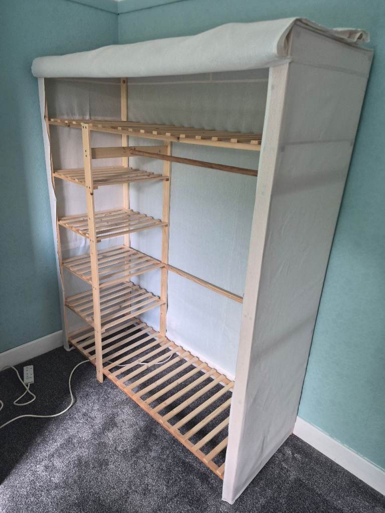 Wood and canvas wardrobe 