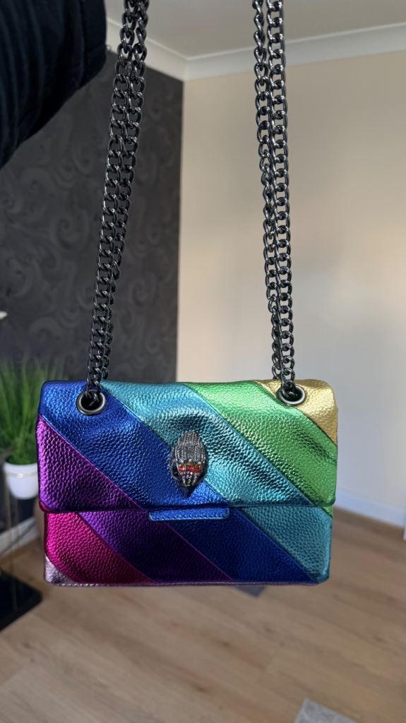 Rainbow Metallic Snake-Embossed Crossbody Bag – Statement Piece!