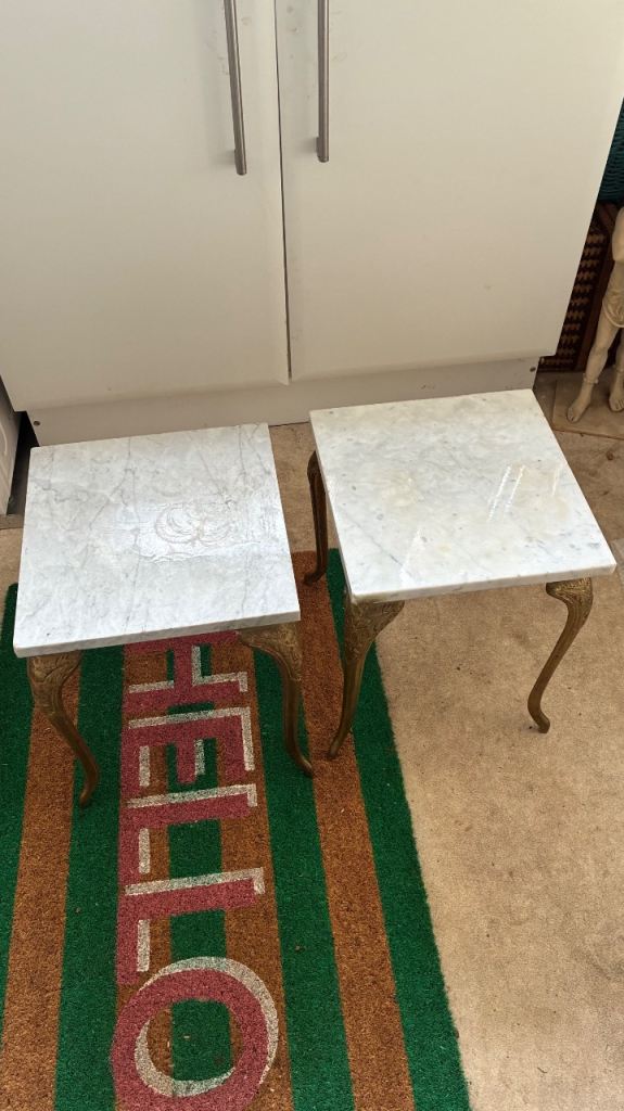 Two vintage Italian marble side tables