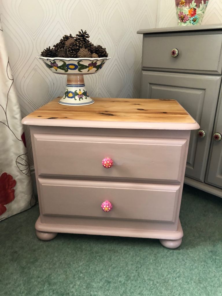 refurbished solid pine bedside cabinet 