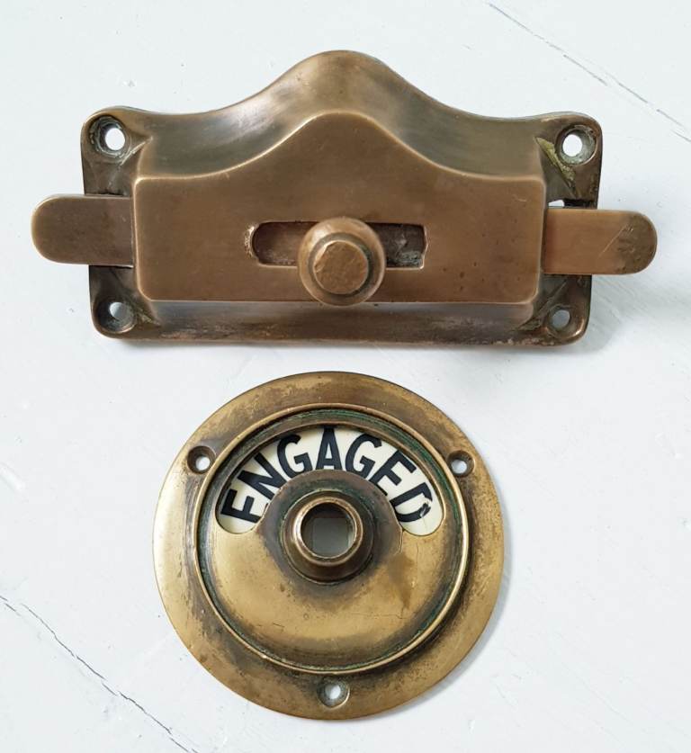 Antique Brass Engaged/Vacant Lavatory Lock 