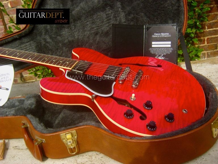 ♚ GEM ! ♚ 2013 Gibson ES-335 Dot Figured LEFT HANDED ♚ CHERRY AAA TIGER FLAME ♚ 60's Neck