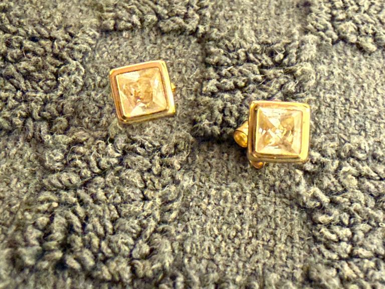 9CT Gold Cubic Zirconia Square Post Earrings 