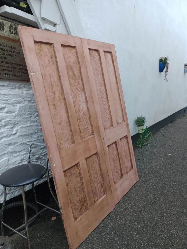 Pair of pine doors. Internal four panel. 1965mm x 775 wide