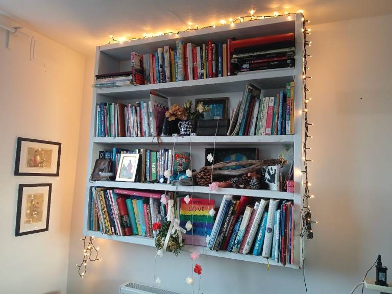 Scaffolding shelves/ unit/ fitted to wall/ unique and quirky!