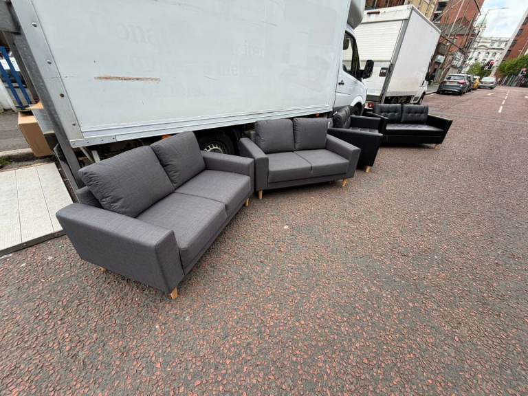 2&2 seater sofas grey fabric £450 new