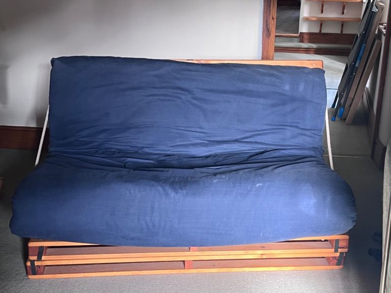 Wooden Futon Sofa Bed with reversible Mattress cover - Good Condition