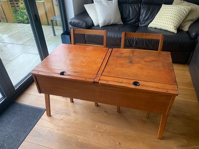 Vintage 1960's Children's Double School desk and chairs