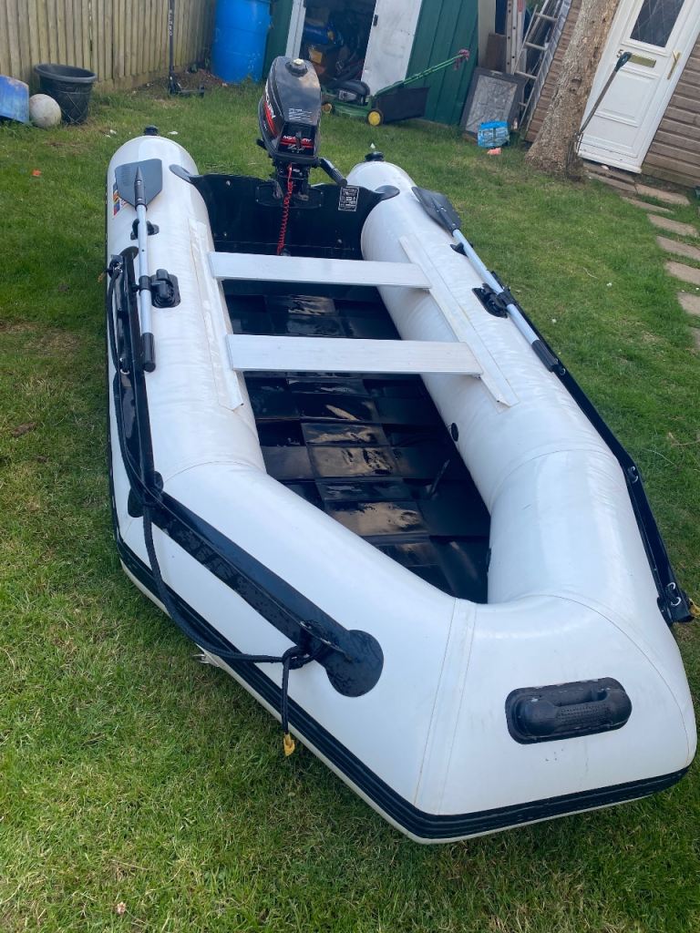 White Aquaparx 3.3m Inflatable RIB Boat with 5HP Mercury Engine