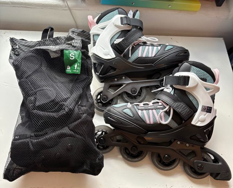 Oxelo Inline Skates & Protection Set - Black, As Good As New