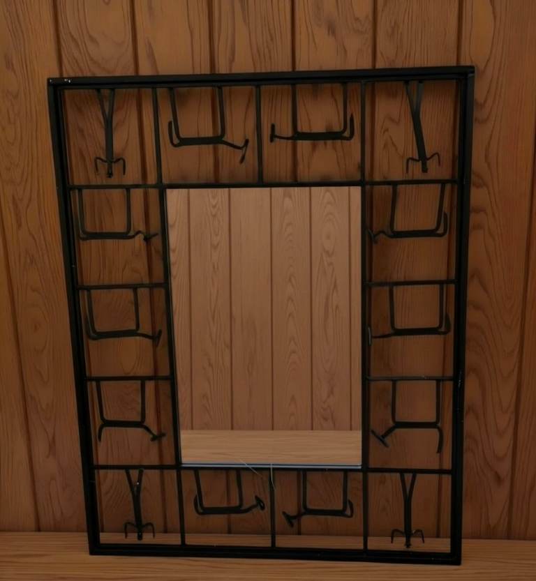 Frederick Weinberg Vintage Style Wrought Iron Brutalist Mirror