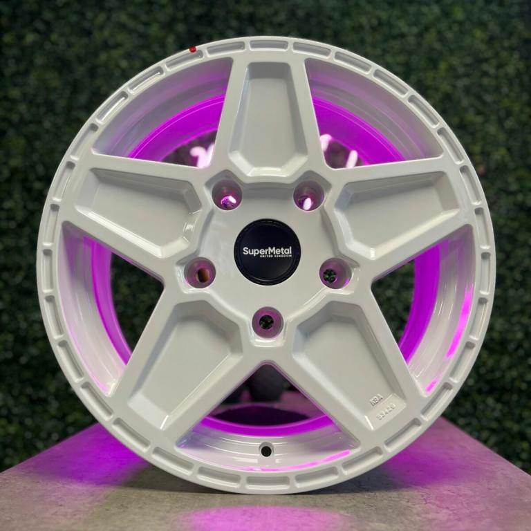 18” 5x160 White Supermetal Rocket Alloys New Load Rated Ford Transit Custom Wheels