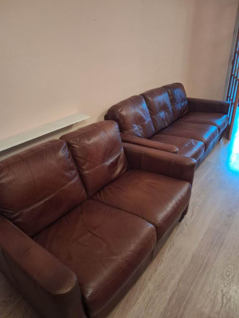 2 x leather sofas 