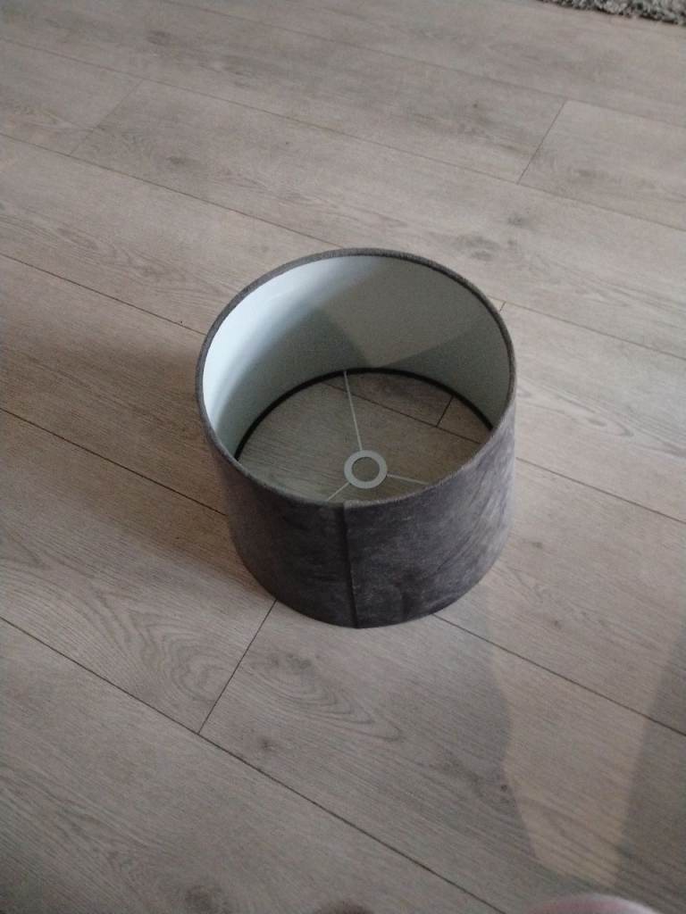 Grey Fabric Drum Lampshade – Good Condition