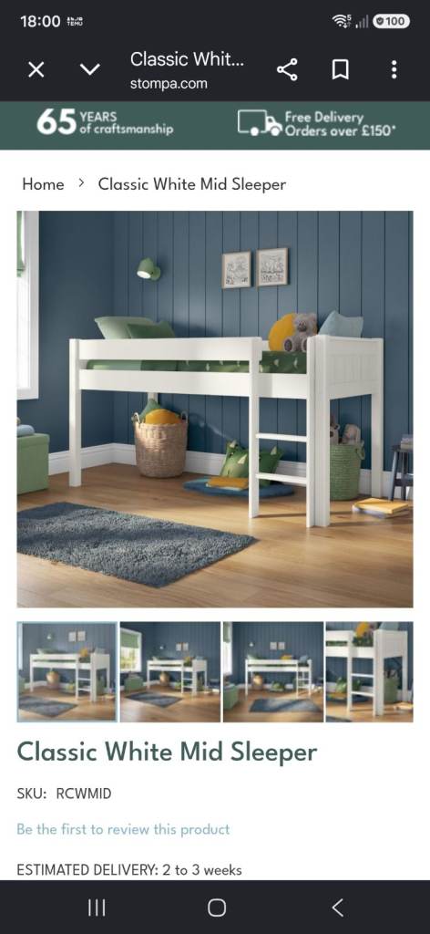 STOMPA Childs mid sleeper bed