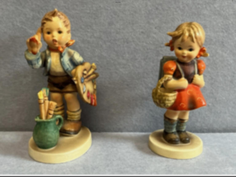 Vintage porcelain figurines M I Hummel Goebel in Germany boy girl 