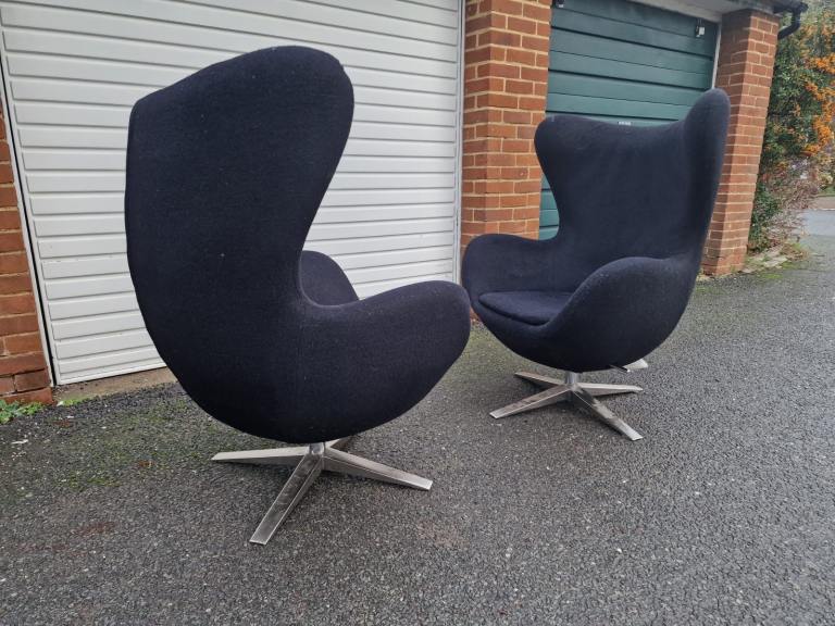 Pair Of Large Fully Reclinable Egg Chairs 