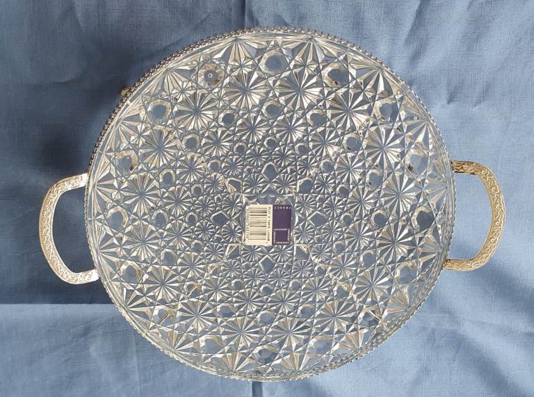 Cake Stand and Slice, Silver-plated and glass. Wedding, baptism or any celebration.