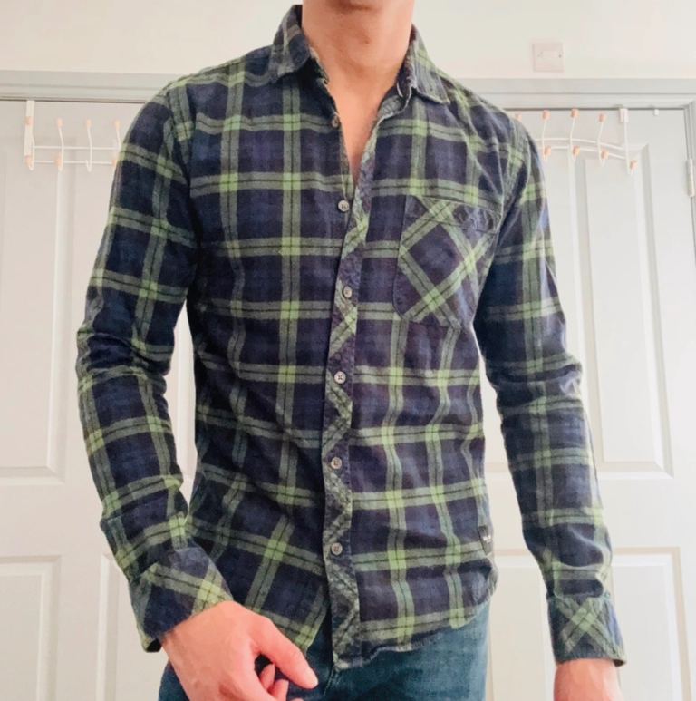  ONLY & SONS Slim Fit Plaid Shirt – W 16in L 27in - Good Condition