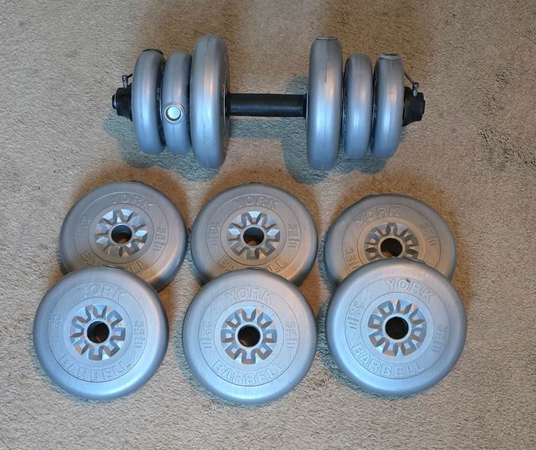 image for York Weight Plates 25kg + Barbell 