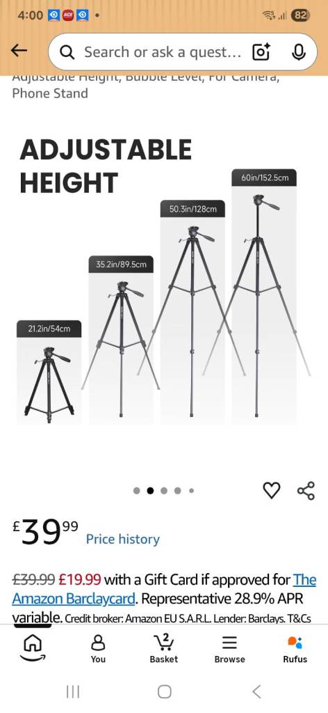 DOYOH DH151 Camera Tripod – Black, Like New Condition